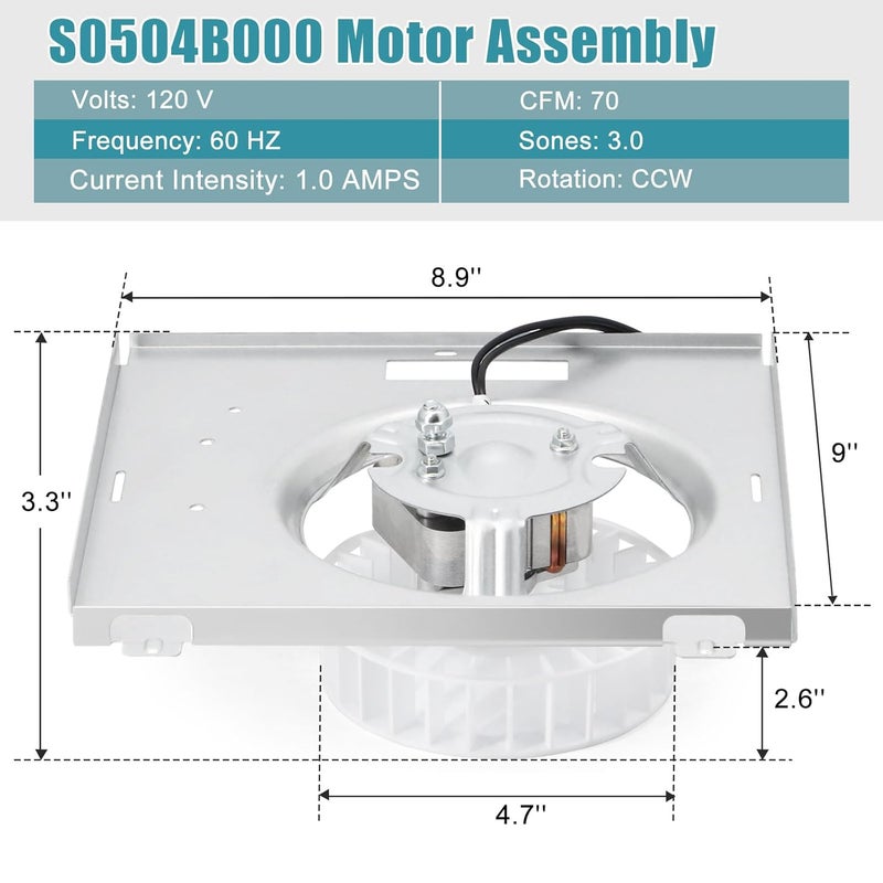 Criditpid 769RL B Unit Replacement, S0504B000 Motor Assembly for Broan-Nutone 769RL, 763RL, 769RL-R01, 757, 769RFT-R01, VF707RCN, 765RL Bathroom Exhaust Fan, JESP-61K13/C-87547 Fan Replacement Motor, 70CFM - Image 3